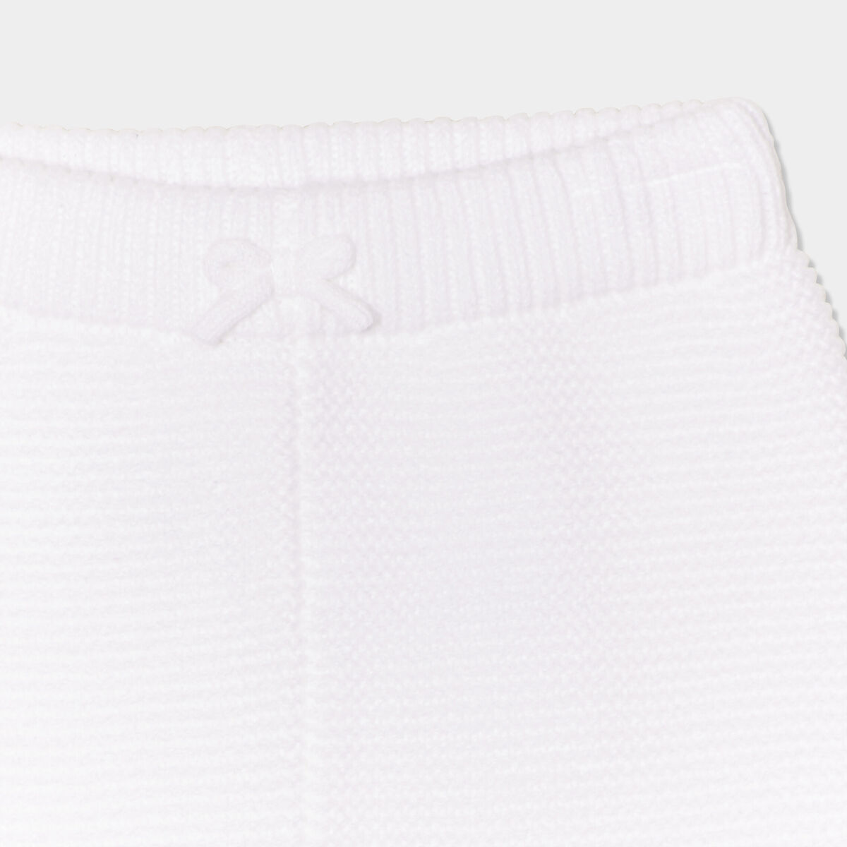 Pantalon tricot taille &eacute;lastiqu&eacute;e blanc b&eacute;b&eacute;