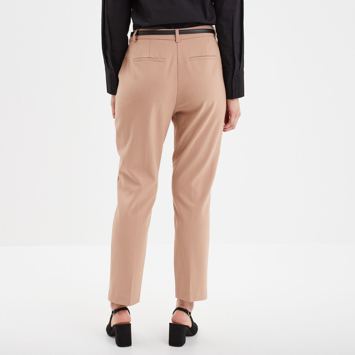 Pantalon city stretch 7/8ème marron femme