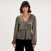 Blouse cache-coeur manches longues jaune or femme