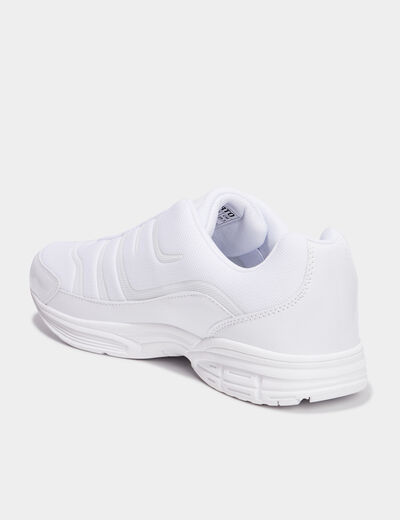 Baskets plates running élastiquées blanc homme