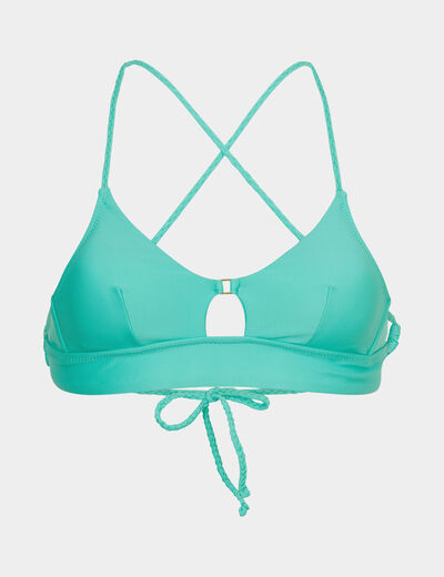 Haut de maillot de bain bretelles fines vert turquoise femme