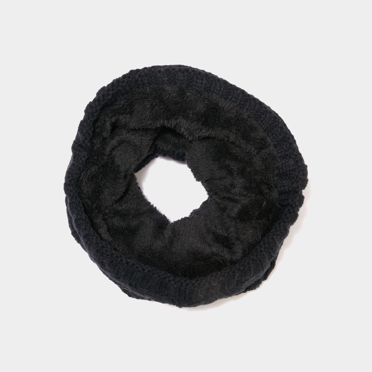 Tour de cou &agrave; torsades doubl&eacute; noir homme
