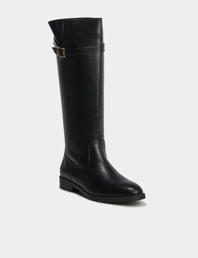 Bottes hautes avec boucles noir femme