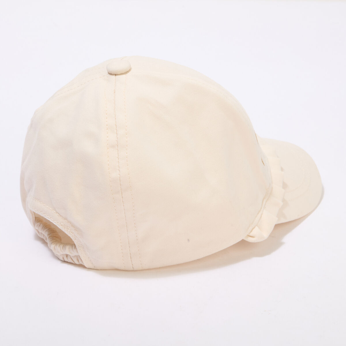 Casquette bomb&eacute;e en coton ivoire b&eacute;b&eacute; fille