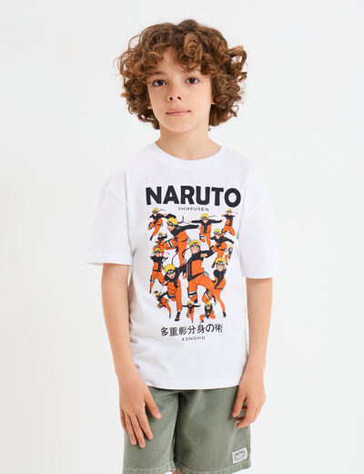 T-shirt manches courtes coton Naruto blanc garçon