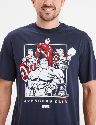T-shirt manches courtes coton Avengers bleu marine homme