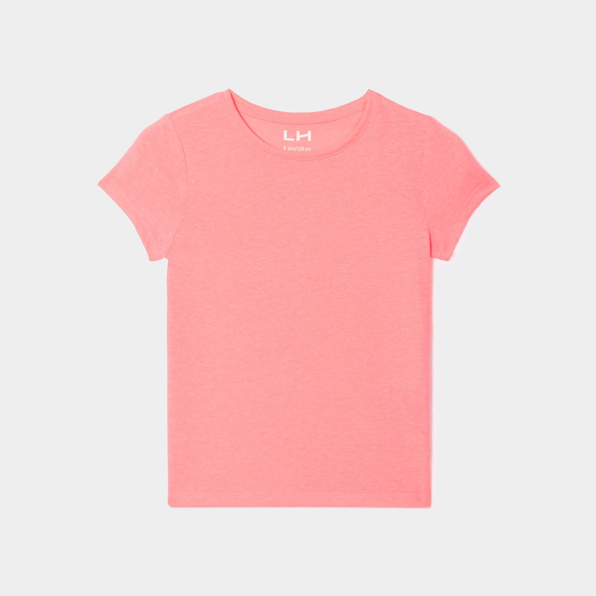 T-shirt manches courtes en coton rose fluo fille
