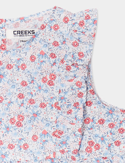 Robe patineuse avec volants coton Creeks bleu bébé fille