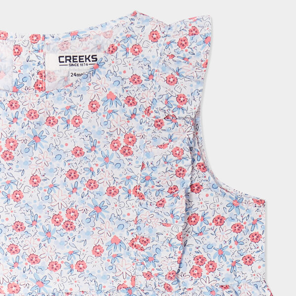 Robe patineuse avec volants coton Creeks bleu bébé fille
