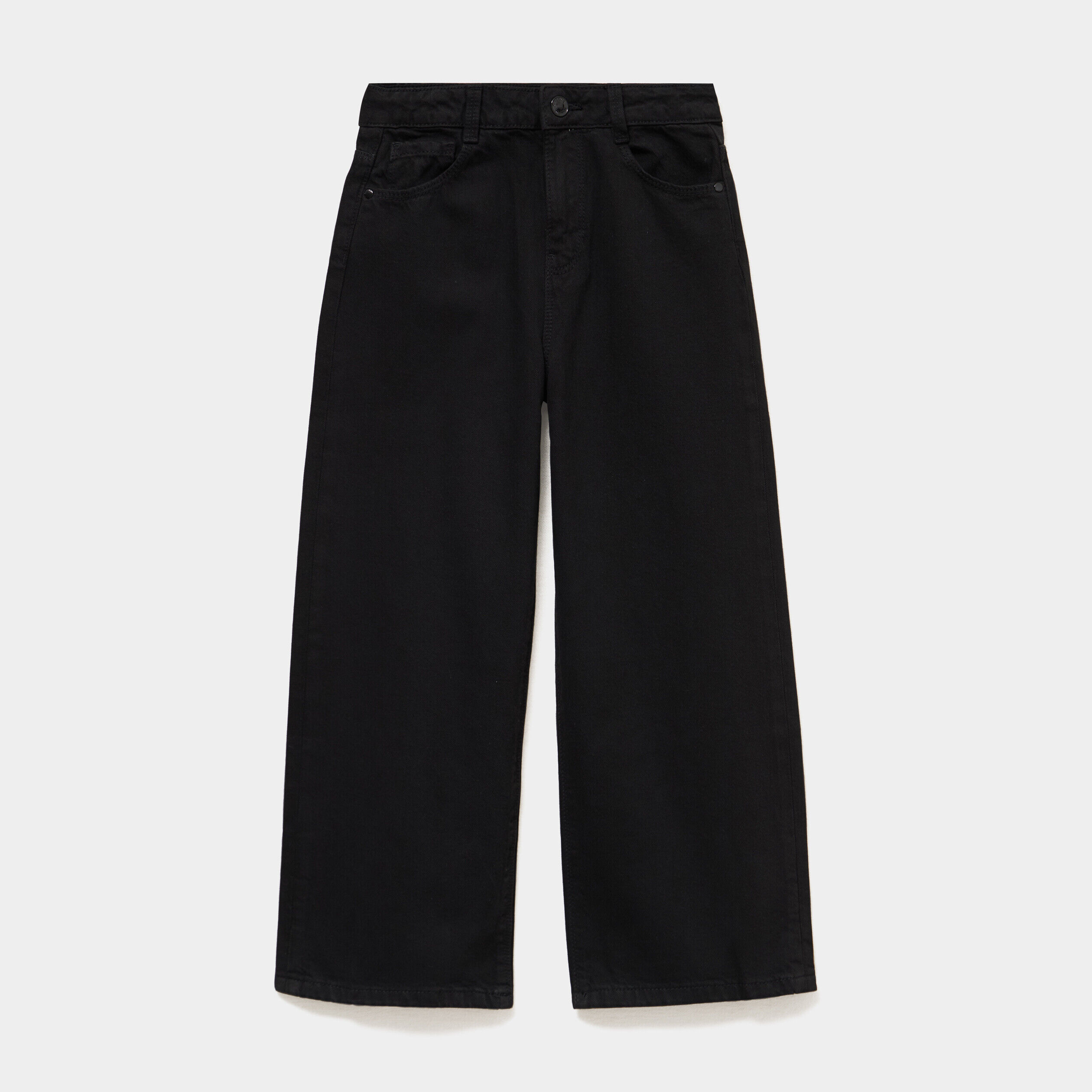 Pantalon coupe large 5 poches coton noir fille CREEKS
