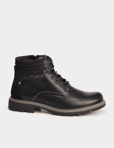 Bottines montantes crant&eacute;es zipp&eacute;es noir homme