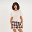 Ensemble pyjama short et t-shirt coton marron femme