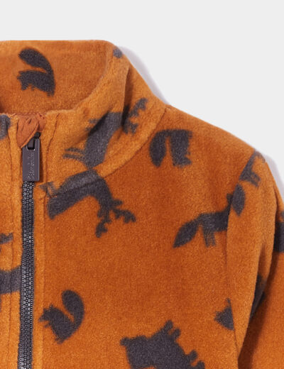Gilet polaire zippé col montant marron cognac bébé garçon