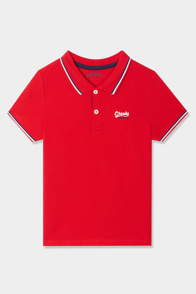Polo manches courtes coton rouge gar&ccedil;on