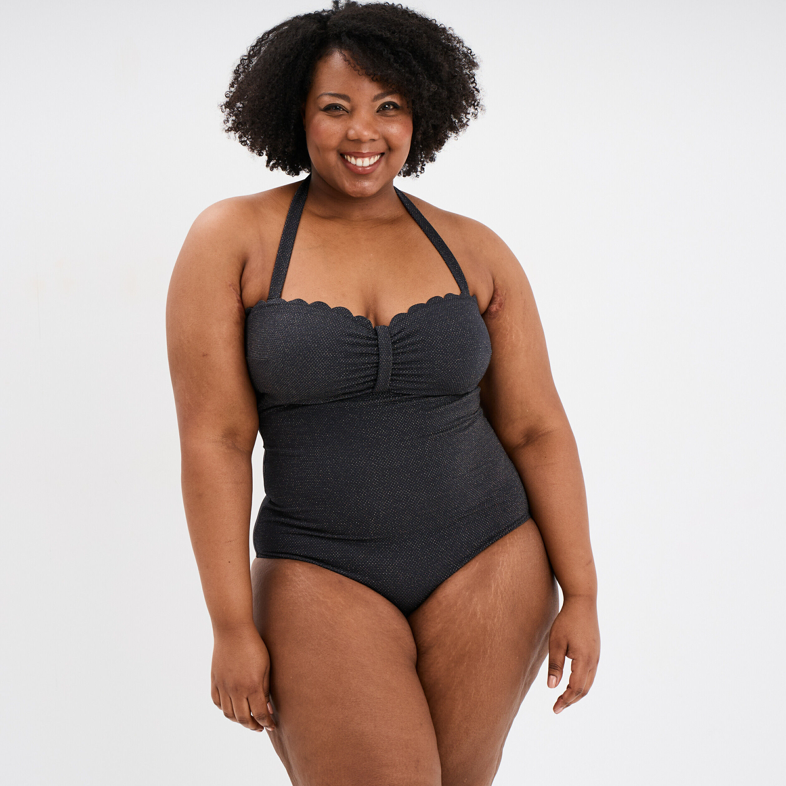 Maillot de bain une pièce balconnet noir femme grande taille WAMEA BEACH