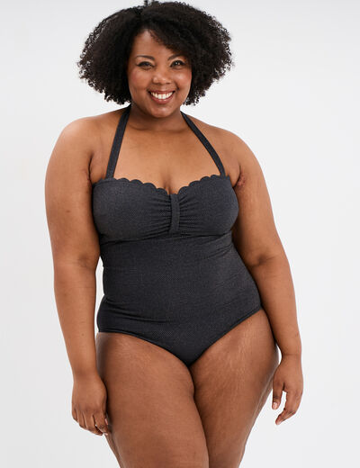 Maillot de bain une pièce balconnet noir femme grande taille