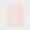 T-shirt coton manches longues &agrave; fronces rose clair fille