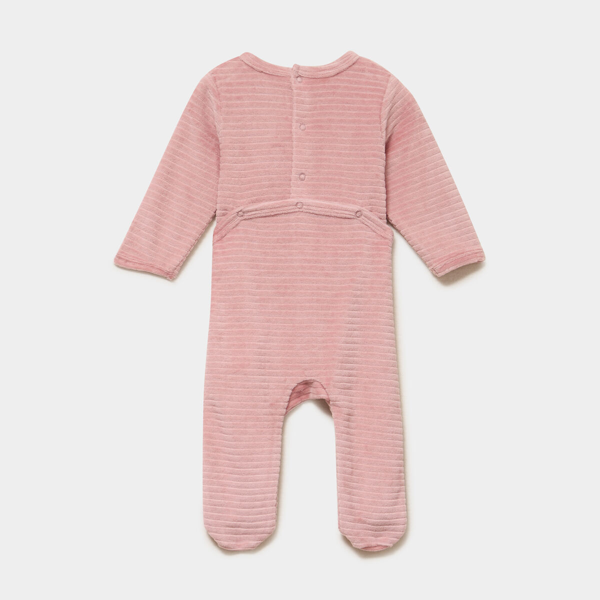 Dors-bien velours manches longues vieux rose b&eacute;b&eacute;