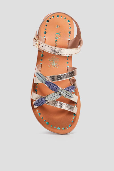Sandales en cuir Creeks jaune or fille