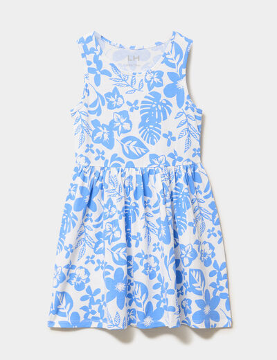 Robe patineuse sans manches coton ecru fille