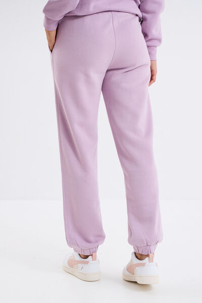 Pantalon jogging droit molleton violet clair femme