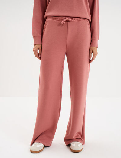 Pantalon de jogging large &eacute;lastiqu&eacute; vieux rose femme