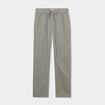 Pantalon droit 7/8&egrave;me lin m&eacute;lang&eacute; vert kaki femme