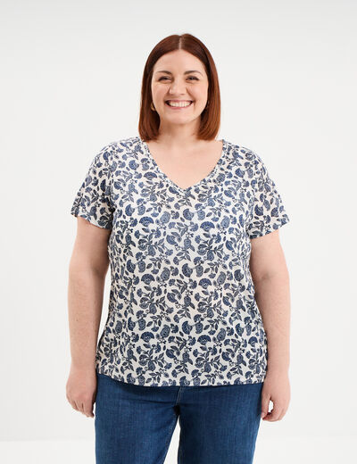T-shirt manches courtes ecru femme grande taille