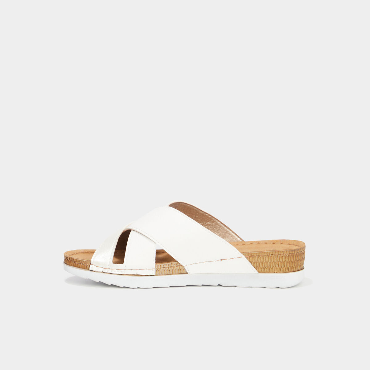 Mules &agrave; talons compens&eacute;s Confortissimo blanc femme