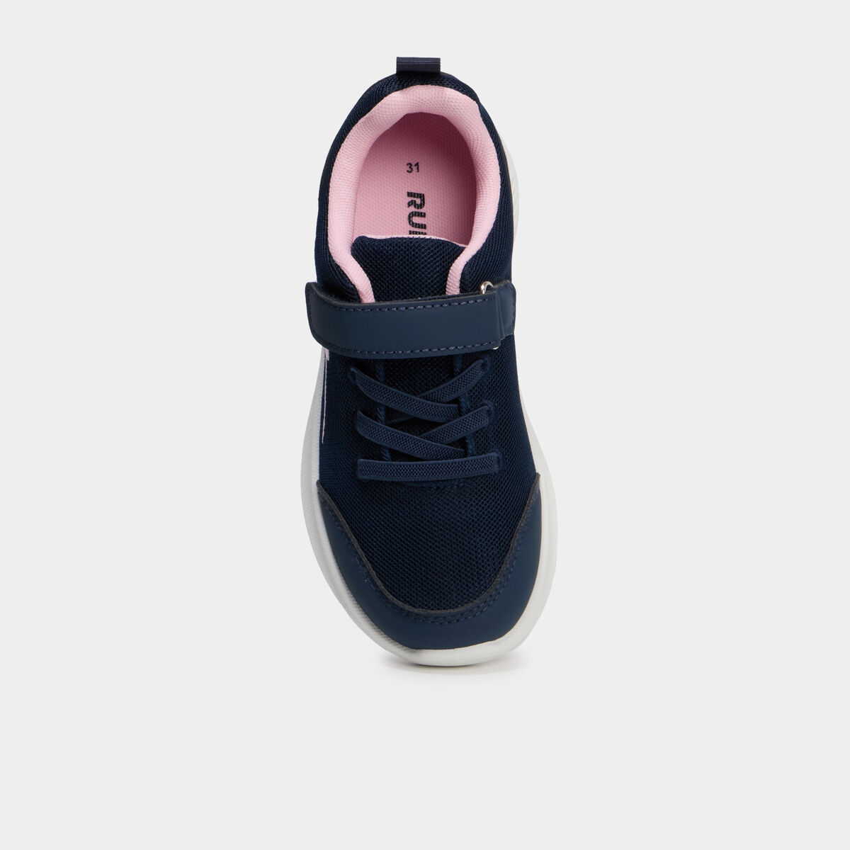 Baskets running &agrave; scratchs bleu marine fille