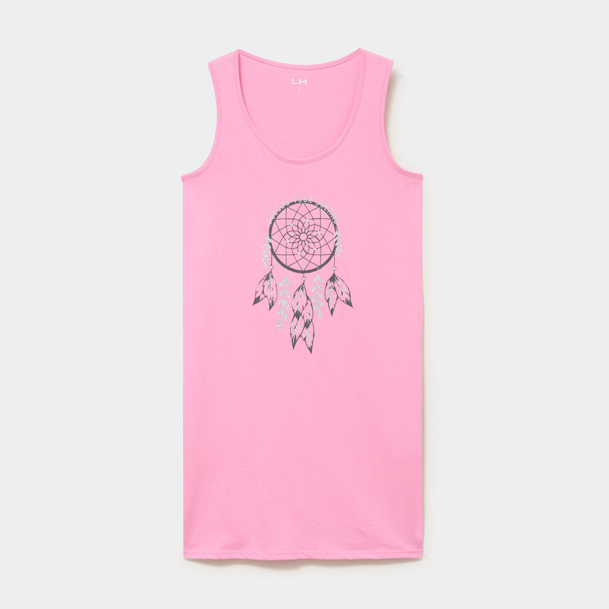 Chemise de nuit sans manches coton rose femme