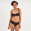 Soutien-gorge bandeau avec dentelle marron femme