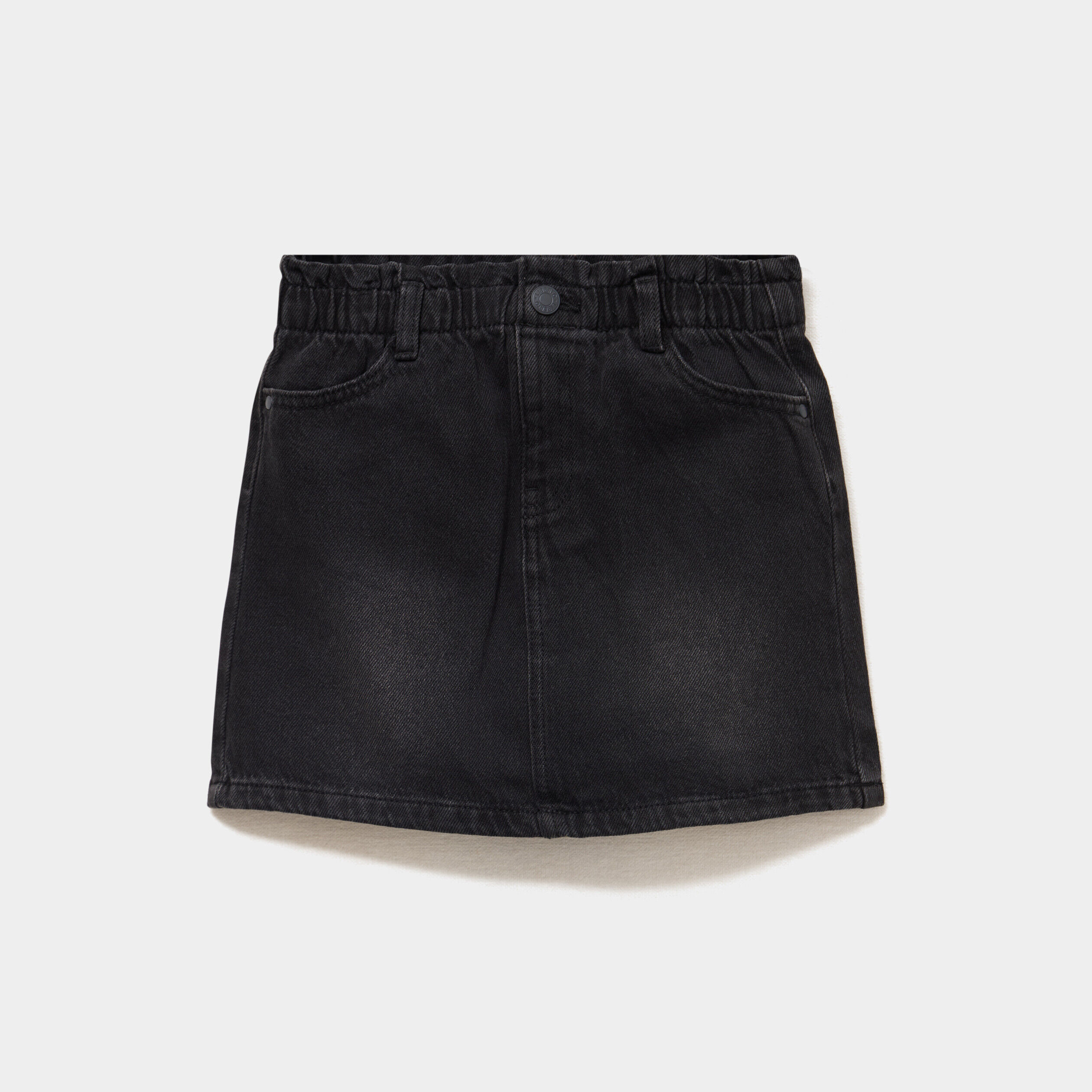 Jupe courte en jean taille élastiquée denim noir fille LIBERTO