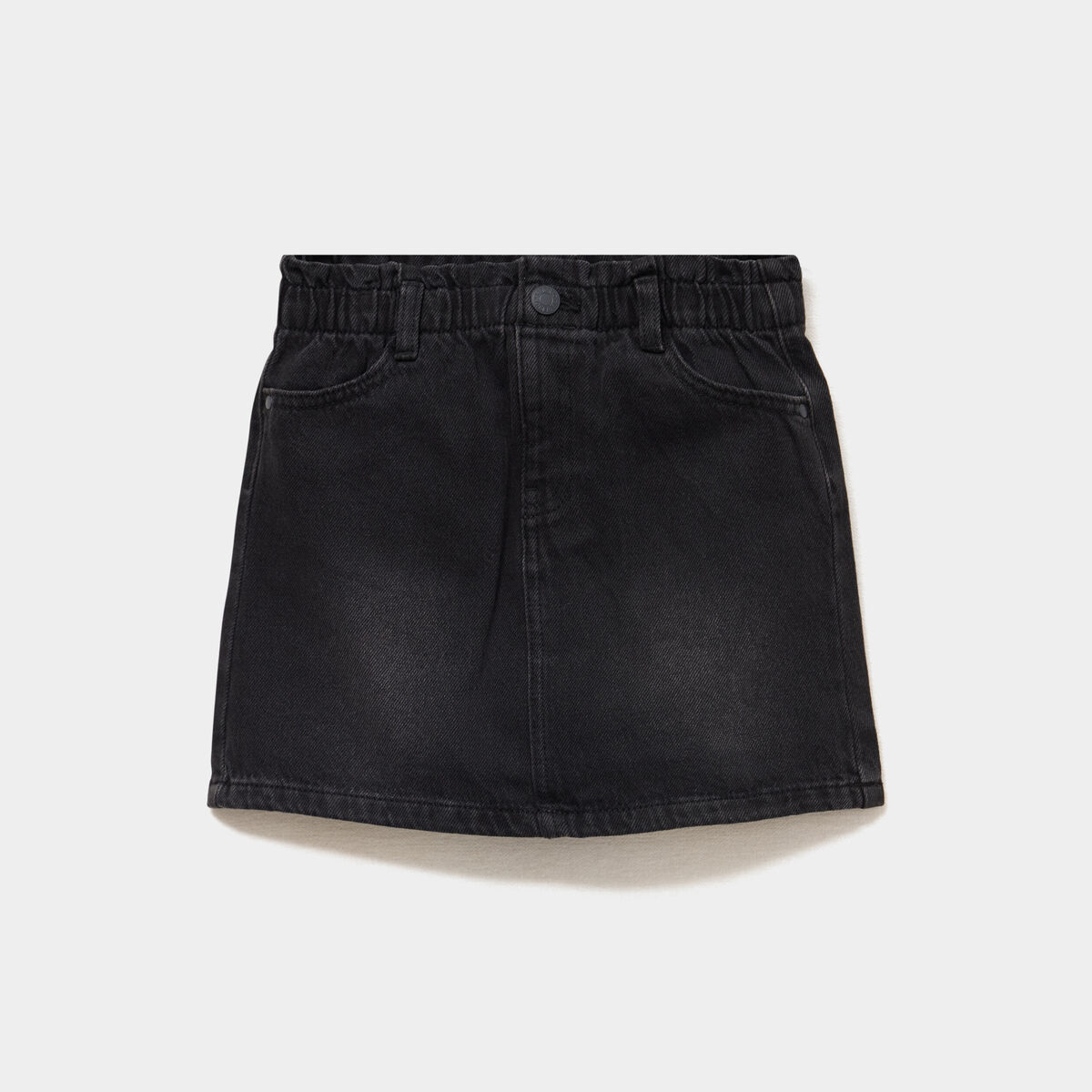 Jupe courte en jean taille &eacute;lastiqu&eacute;e denim noir fille