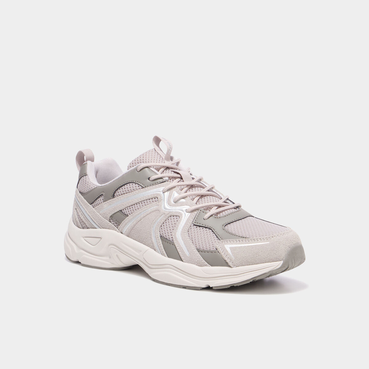 Baskets running &agrave; lacets gris argent homme