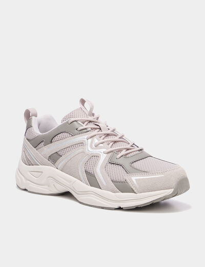 Baskets running &agrave; lacets gris argent homme