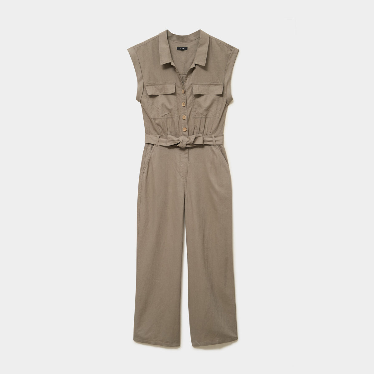 Combinaison pantalon lin m&eacute;lang&eacute; vert kaki femme