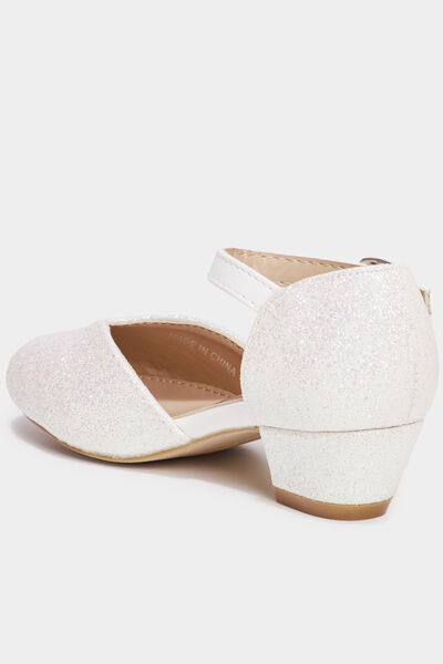 Babies c&eacute;r&eacute;monie &agrave; talons paillettes blanc fille