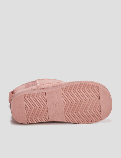 Bottines chaudes aspect suédine rose fille