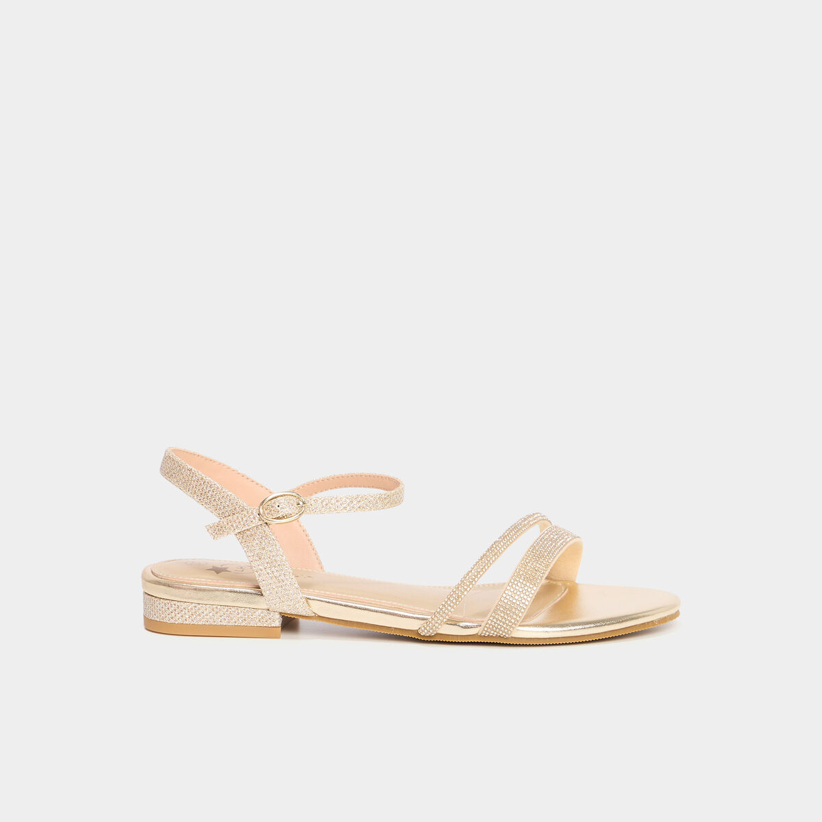 Sandales avec strass jaune or fille