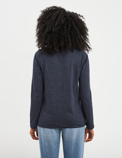 T-shirt manches longues 1 poche Creeks bleu marine femme