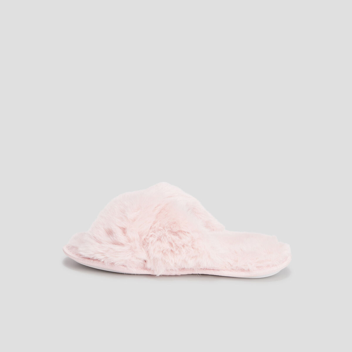 Chaussons mules fausse fourrure rose femme