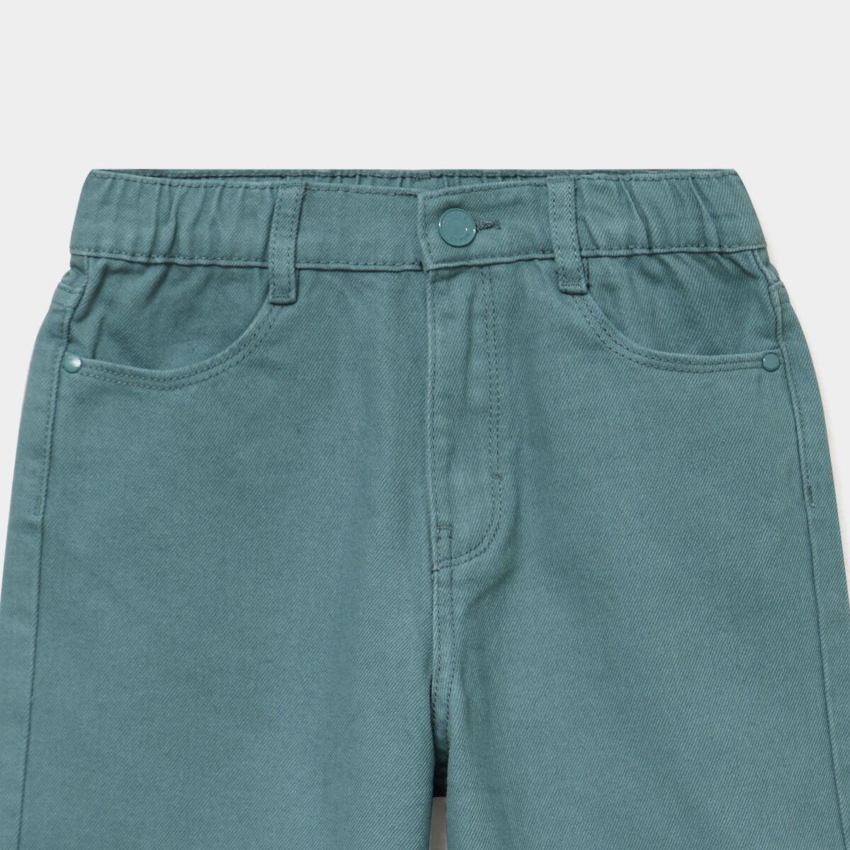 Pantalon large taille &eacute;lastiqu&eacute;e coton vert fonc&eacute; fille