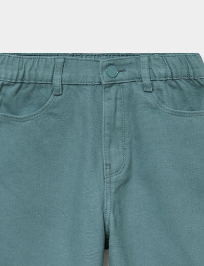 Pantalon large taille &eacute;lastiqu&eacute;e coton vert fonc&eacute; fille