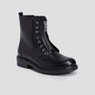 Bottines zippées en cuir noir fille