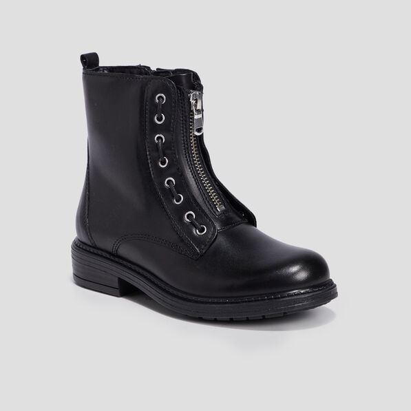 bottines zippees en cuir noir fille Bottines zippées en cuir noir fille