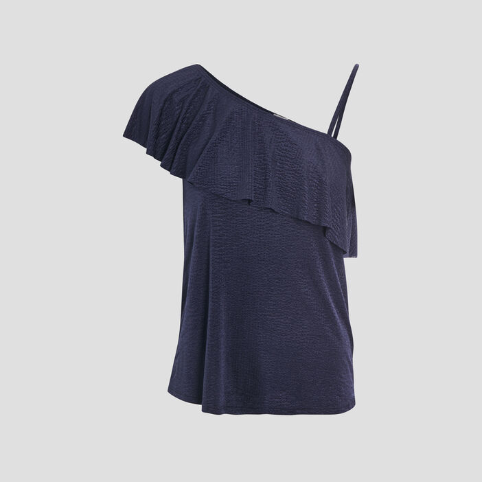 Débardeur asymétrique bleu marine femme
