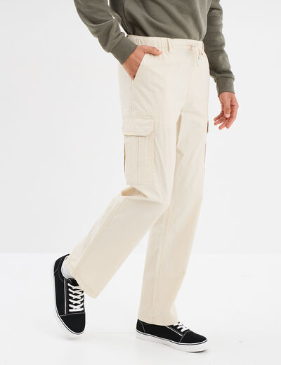 Pantalon cargo slim coton beige homme