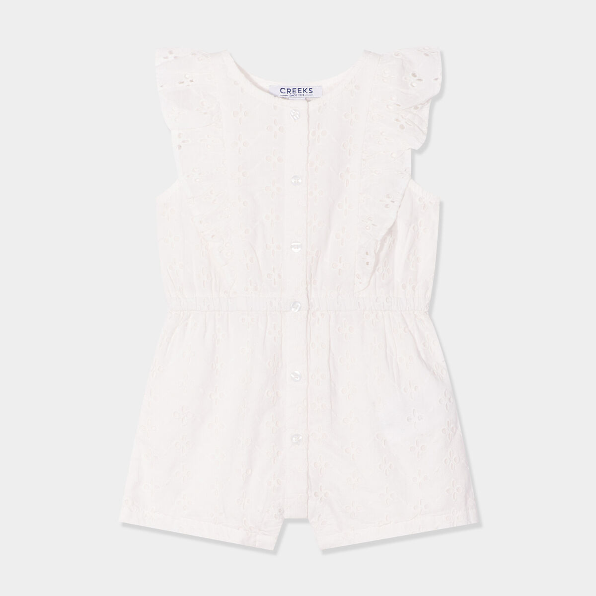 Combishort coton broderie anglaise blanc bébé fille