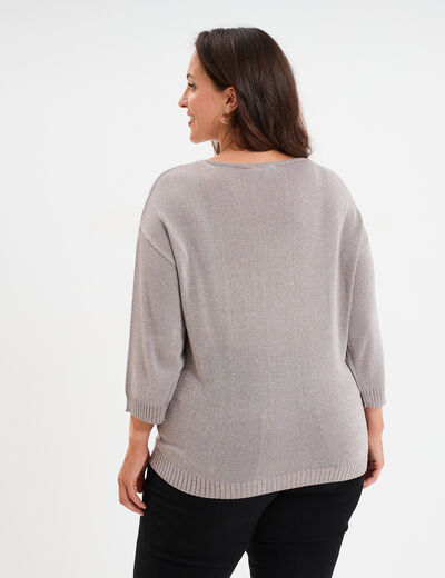 Pull manches 3/4 chauve-souris sable femme grande taille